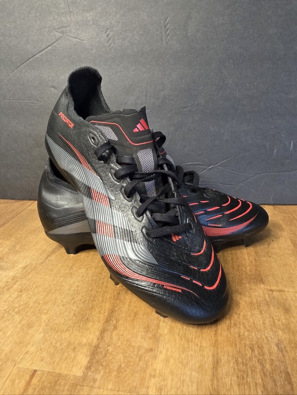 Adidas Predator League FG/MG Soccer Cleats  Black Grey Red Youth Size 6.5